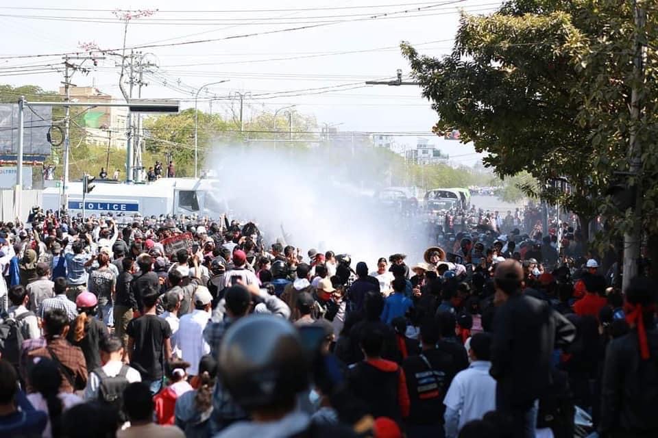 Myanmar police use force to disperse marchers defying military ban on public assembly